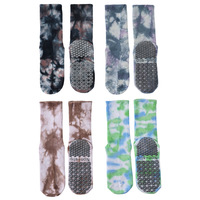 Chaussettes personnalisées tie-dye pour yoga et pilates, antidérapantes, respirantes, en coton, pour hommes et femmes.