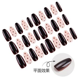 Uñas Otoño Invierno nuevo medio ovalado marrón oscuro claro Rosa lunares arte suave blanqueamiento Ultra exquisitas puntas de uñas portátiles - Product Image 4