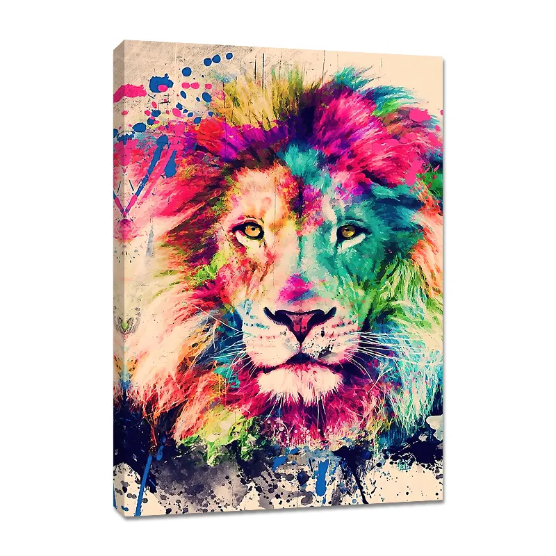 Modern watercolor animal painting color lion canvas wall art posters and pictures for living room home decoration