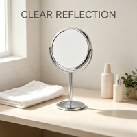 Magnifying Vanity Mirror Adjustable 360° Swivel Standing Design Double Sided Chrome Frame for Detailed Skincare Routine