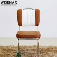 WISEMAX MÖBEL Hotel Retro Esszimmermöbel Edelstahl PU-Leder Amerikanische Fast-Food-Restaurant Esszimmerstühle