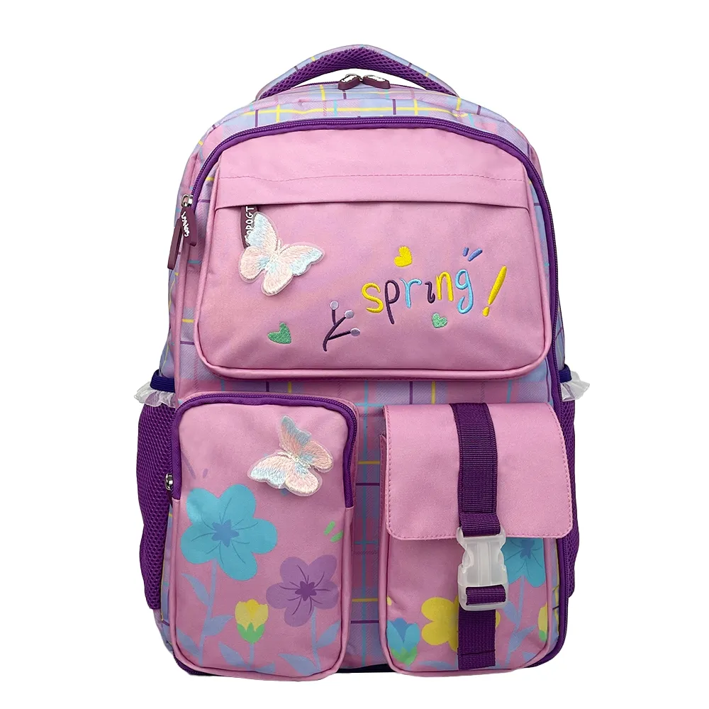 Süße Verpackungs taschen für Kinder Kunden spezifische Schult aschen Niedliche rosa Reises ch ulter Rucksack Cartoon bedruckte Rucksäcke für Mädchen