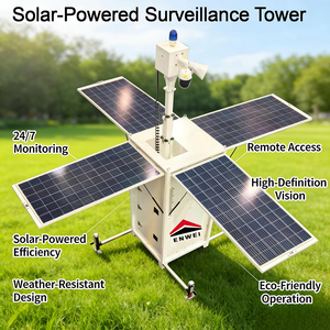 Tour <span class=keywords><strong>de</strong></span> <span class=keywords><strong>surveillance</strong></span> solaire avec indice <span class=keywords><strong>de</strong></span> protection IP65, 4 panneaux solaires <span class=keywords><strong>de</strong></span> 350W, mât télescopique <span class=keywords><strong>de</strong></span> 6m, système <span class=keywords><strong>de</strong></span> caméra sans fil pour zones éloignées - Product Image 1
