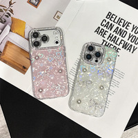 Casing HP iPhone 17 Pro Max Mewah Berhias Mutiara dan Rhinestone dengan Desain Pelindung Kamera, Cocok untuk Wanita, untuk iPhone 16 15 14