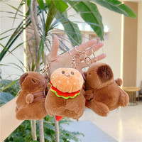 Peluche mignonne Capigbala Bear Doll, style couette, lavée, pendentif de sac, pour étudiant, doublure en coton PP et maille, 10 cm, avec porte-clés burger et frites