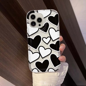 Nero <span class=keywords><strong>bianco</strong></span> amore cuore stampa ammortizzatore Anti-caduta paraurti TPU custodia per telefono cellulare per <span class=keywords><strong>Iphone</strong></span> <span class=keywords><strong>Xs</strong></span> 11 12 13 14 15 16 17 - Product Image 5