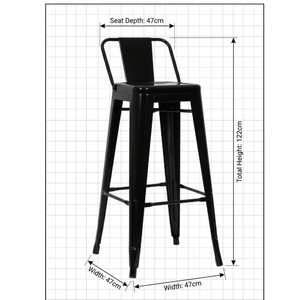 Sillas <span class=keywords><strong>de</strong></span> Bar con Estructura <span class=keywords><strong>de</strong></span> Hierro para Comedor, Modernas y Comerciales, con Respaldo Medio, Metálicas, Negras, para Uso en Talleres - Product Image 5