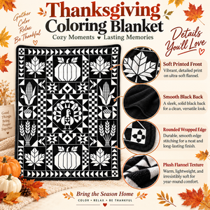 Thanksgiving DIY Coloring Throw <b>Blanket</b> Plush Rectangular Autumn Pattern Kids Art Home Decor Hand Washable Classic Style - Product Image 6
