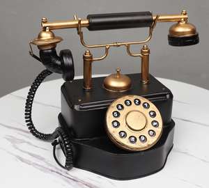 Téléphone vintage pour la décoration de bureau, artisanat fait main, cadeaux en métal fer, rétro - Product Image 2