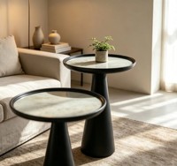 Table d'appoint en bois classique moderne Voxhome pour salon, petite table ronde décorative, table à thé, table d'appoint pour canapé