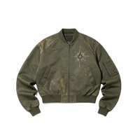 Blouson Bomber Vintage Délavé Effet Usé Lourd Streetwear Imprimé DTG Kornit Décoloré par le Soleil Décontracté Extérieur