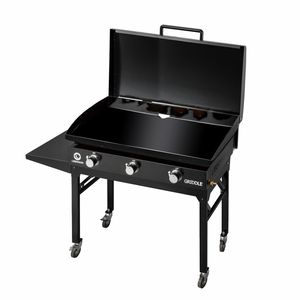 Mini BBQ Grill d'extérieur <span class=keywords><strong>Plancha</strong></span> à <span class=keywords><strong>gaz</strong></span> GPL en acier inoxydable à 2 brûleurs avec design pliable en <span class=keywords><strong>fonte</strong></span> galvanisée pour usage alimentaire - Product Image 2