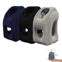Oreiller de voyage gonflable ergonomique pliable et imperméable pour soulager les douleurs cervicales, coussin compact pour avion et voyages en voiture, forme triangulaire