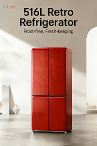 516L Retro Red Four-Door French Door Built-in <b>Refrigerator</b> With Air Cooling Frost-Free for Household and Hotel Use Four-Door Des - Product Image 6