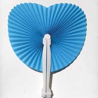 Éventail en papier personnalisé, motif cœur, style artisanal traditionnel, pour mariage, cadeau promotionnel d'entreprise, éventail à main coloré avec poignée blanche, OEM