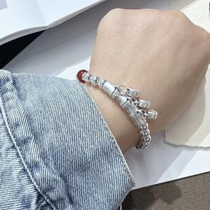 Pulsera de Bolas de Plata de Ley S925 con Dijes, Joyería Unisex, Regalo - Product Image 3