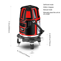 Niveau laser automatique à rayons infrarouges à auto-nivellement 360 degrés horizontal vertical croisé 5 lignes rouge
