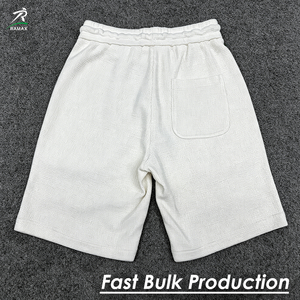 Shorts cargo en coton gaufré pour homme RAMAX, taille mi-haute avec cordon de serrage, style streetwear, vêtements personnalisés - Product Image 2
