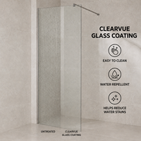 Porte de douche sans cadre 700-1200 mm de largeur et 2000 mm de hauteur, panneau de douche fixe simple en verre transparent, paroi de douche en verre trempé