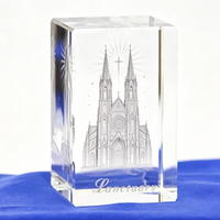 Cube en cristal K9 en gros avec gravure laser 3D intérieure, Artisanat religieux en cristal Sainte Famille, Souvenir de l'Église catholique, Décoration, Cadeau