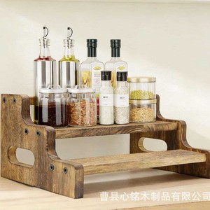 Wooden Multi Tier <b>Desktop</b> <b>Shelf</b> 13.8in X 6.1in X 8.4in 3 Layer Storage Organizer For Kitchen Spice Cosmetics - Product Image 4