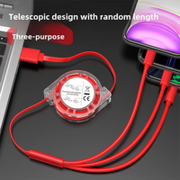 2.4A Retráctil 3 en 1 Datos de carga Cable USB Cargador USB de teléfono móvil de carga rápida multifuncional para regalo
