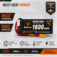 Batterie LiPo Battivus SUPER-NANO 4S 1600mAh 14.8V haute puissance 160C pour drones de course FPV Quadcopter – Pack d'alimentation fiable