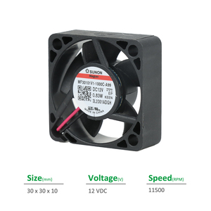 Ventilateur axial électrique OEM en plastique pour armoire, onduleur, SUNON MF30101V1-1000C-A99, 30x30x10mm, 12VDC, 55mA, 0.83W, 4700RPM, 5.5CFM - Product Image 2
