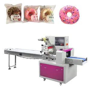 Type d'oreiller automatique de haute qualité Emballage individuel gâteau croissant Toast pain Ligne de machines d'emballage alimentaire