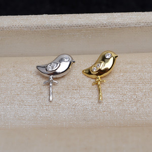 Colgante de Plata S925 con Bandeja Barroca, Diseño de Pájaro, Accesorios Hechos a Mano, para Cuentas de 6mm, Perlas de 8-12mm, Bandeja Vacía Tipo 4415 - Product Image 4