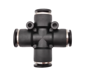 Raccord de tuyau en plastique PE Yolon <span class=keywords><strong>MPE</strong></span> <span class=keywords><strong>4</strong></span>-16T, état neuf, raccord rapide à trois voies, noir, pièces pneumatiques - Product Image 1