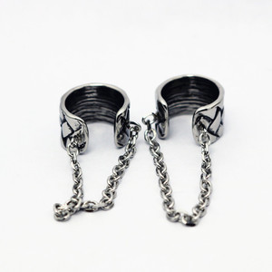 yunnique Cuff <b>Earrings</b> 316 Stainless Steel Geometric Pattern <b>Chain</b> Linked <b>Studs</b> For Men And Women Fashion Jewelry - Product Image 1