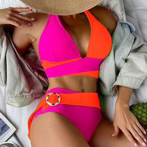 Ladies New Fashion Plus Size Breathable Beach Wear Sexy Tethered Bikini Push-Up Deco Drawstring Swimwear 2-Piece Set Wholesale - Product Image 2