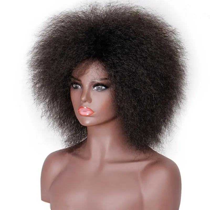 Hot Selling Kinky Curly Machine Made Synthetic Hair Wig Machine Made Fiber Synthetic Hair Wig