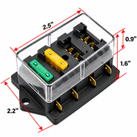 Boîtier de fusibles étanche 4 circuits 12V 24V avec fusibles ATO, panneau de fusibles à lame avec indicateur LED et couvercle anti-humidité, support de fusibles automobile