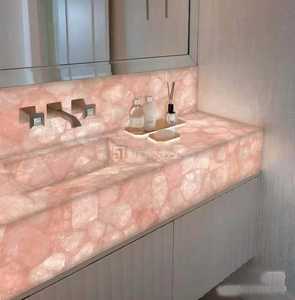 أفضل خيار ديكور مطبخ جزيرة رخام وردي مخصص طبيعة أونيكس غرفة المعيشة جزيرة بار أعلى - Product Image 3