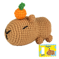 Kit de crochet Capybara orange, kit de crochet animal DIY, kit de crochet pour débutants, kit d'artisanat fait main avec fil et crochet