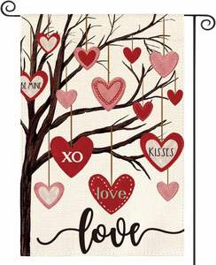 Bandera de Jardín Rectangular con Corazón, Doble Cara, Poliéster, Colores Rojo y Rosa, para Bodas, Aniversarios, Día de San Valentín, Decoración para Exteriores - Product Image 4