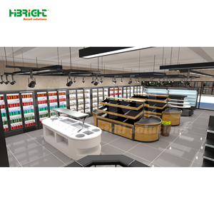 Combo para Supermercado Highbright: Estantes Metálicos Resistentes, Refrigerador Abierto y Mostrador de Caja - Product Image 1