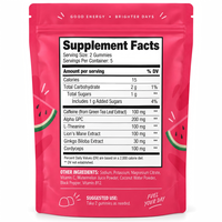 Gummies Énergisantes Marque Blanche 10 Pièces Véganes Saveur Framboise Bleue Concentration Intense avec Vitamine C, Caféine, Ashwagandha, Extrait de Thé Vert OEM