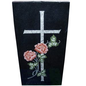 Изготовленный На Заказ резной Лили крест дизайн надгробия и памятники натуральный черный Galaxy гранитные надгробные плиты и памятники - Product Image 3