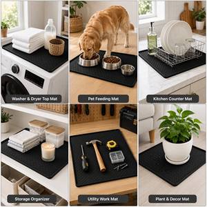 60x60cm Heavy-Duty Silicone Washer Dryer Top Protector Mat Anti-Slip Waterproof <b>Scratch</b>-Resistant Laundry Room Storage <b>Pad</b> - Product Image 3