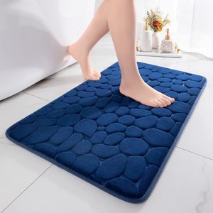 Coral Velvet Embossed Pebble Modern Non-Slip Polyester <b>Floor</b> Mat Bathroom Absorbent Solid Color Entrance Door Mat Bath Mat - Product Image 1