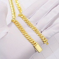 Cadena Cubana de Plata de Ley 925 de 15 mm de Ancho, Chapada en Oro Amarillo Real de 14K y 18K, con Grabado Gratuito