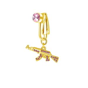 Mode couleur gemme balancent nombril anneau strass pistolet forme ventre anneau <span class=keywords><strong>faux</strong></span> <span class=keywords><strong>Piercing</strong></span> bijoux de corps - Product Image 2