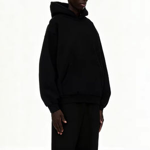 Sweat à capuche en molleton épais de coton pour homme, sans cordon de serrage, coupe classique, écologique, avec poches, personnalisable, pour l'hiver, vente en gros - Product Image 3