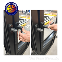 Porte d'entrée commerciale en aluminium noir à double battant avec verre trempé, serrure à levier et charnières robustes