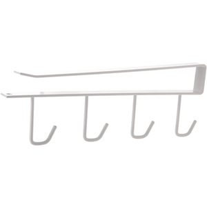 FaSoLa 4-<b>Hook</b> Storage Rack White Rectangle Punch Free <b>Hook</b> Type <b>Kitchen</b> Cabinet Wall Hanging Organizer - Product Image 5