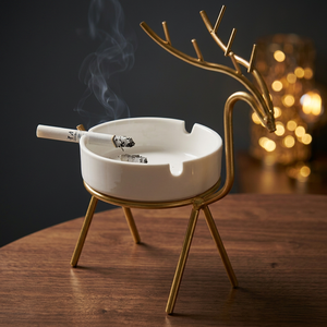 Cendrier en métal Nordic Gold Deer, incassable, en fer, support de cigarettes en forme d'animal, plateau décoratif de luxe pour salon et bureau, pour cigares - Product Image 4