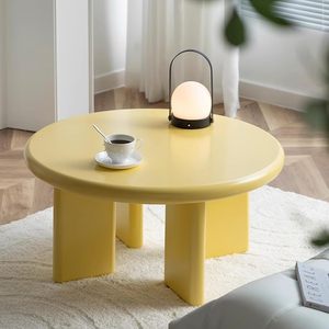 2025 xu hướng hiện đại 4 chân trong nhà Bàn cà phê thấp độc đáo tròn bóng gỗ sơn mài điểm nhấn cho bàn phòng khách nhỏ - Product Image 1